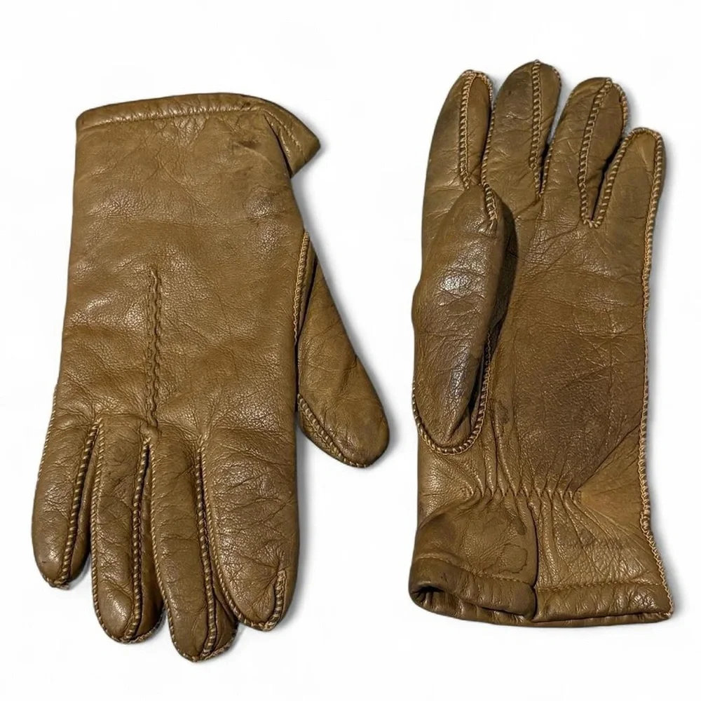 Vintage leather gloves with cashmere thermal lining